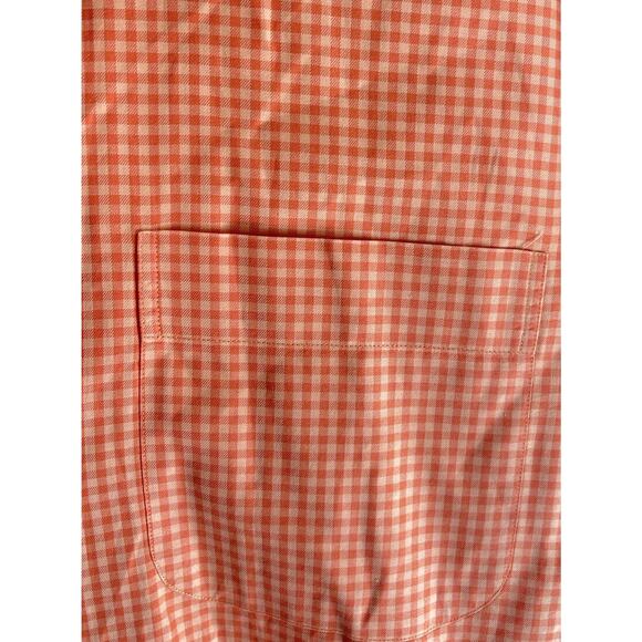 Peter Millar Men's Button Down Shirt 100% Cotton Orange Gingham Long Sleeve L - Picture 5 of 9